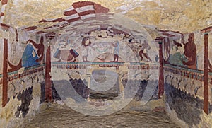 Funeral Chamber of Etruscan Tomb in Tarquinia photo