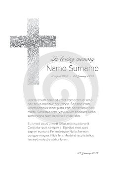 Funeral death notice card template