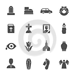 Funeral goods icons. Vector Illustration