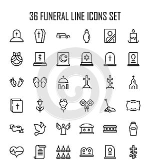 Funeral icon set
