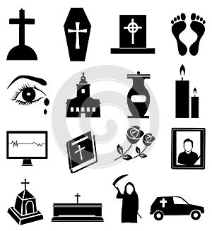 Funeral icons set