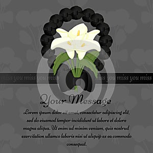 Funeral illustration with candle and calla lily