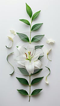 Funeral lily displayed on white background offering ample room for strategic text placement