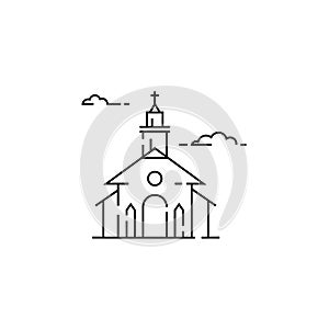 Funeral service icon set in linear style.