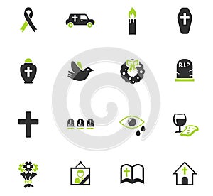 Funeral services icon set