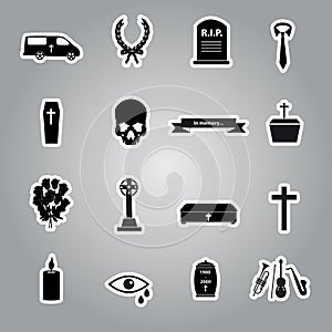 Funeral stickers set eps10