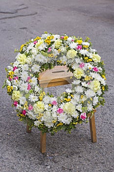 Funeral white wreath