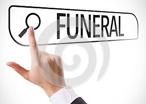 Funeral written in search bar on virtual screen