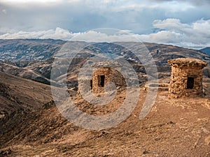 Funerary towers in Ninamarka archeologic zone in Cusco photo