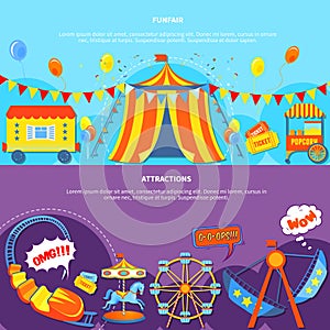 Funfair and attractions 2 flat banners