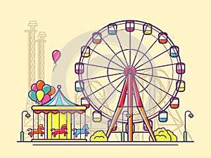 Funfair with ferris wheel