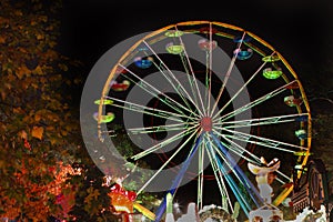 Funfair Ferris wheel at night