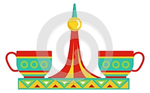 Funfair ride icon. Round carousel. Amusement park symbol