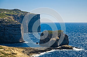 Fungus and Gebla Rock cliffs near Azure window, Gozo island, Malta