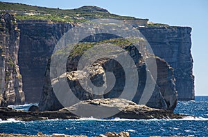 Fungus and Gebla Rock cliffs near Azure window, Gozo island, Malta