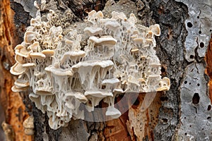Fungus Growth on Tree Bark Macro