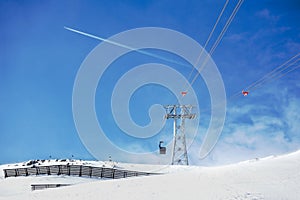 Funicular in alpine mountains