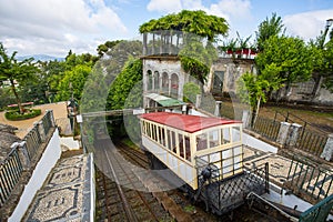 Funicular of Braga, Portugal. It reaches Bom Jesus do Monte Sanctuary. The most old funicular of the world, using water as motive