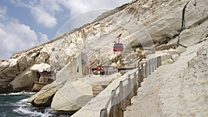 Funicular or cable cars for tourists in Rosh HaNikra