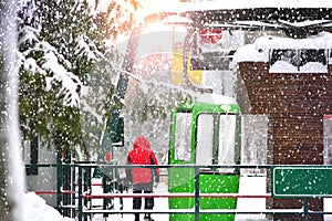 Funicular cableway. Winter