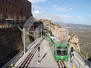 Funicular at Monserrat Mountain in Spain