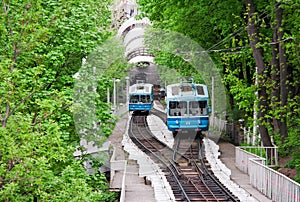 Funicular. One of the main tourist symbols of the city Kiev, Ukraine