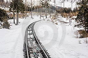 Funicular railway at High Tatras in Slovakia