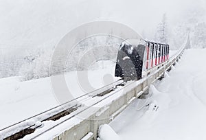 Funicular railway in mountains