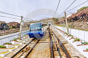 Funicular railway in Nazare. Portugal