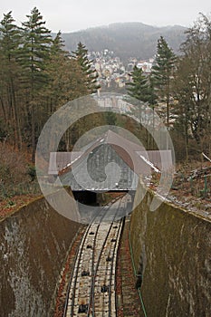 Funicular to Diana watchtower in Karlovy Vary