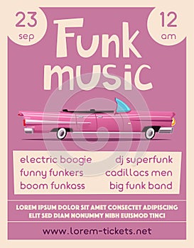 Funk music poster. Cartoon vector illustration