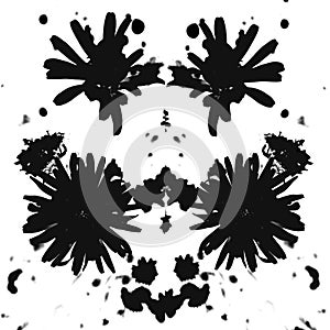 Funky black and white dandelion unique ink splat reflection background