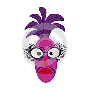 Funky character with stupid face. Illustration in a modern flat style for Halloween