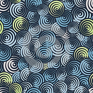 Funky circles retro style seamless pattern.