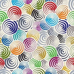 Funky circles retro style seamless pattern.