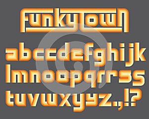 Funky colorful custom retro lettering alphabet.