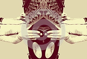 Funky female dj mirrored pattern