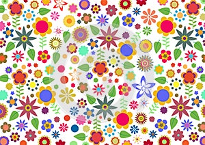 Funky flowers and leaves abstract pattern