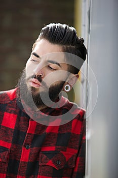 Funky guy with beard and piercings