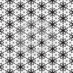 Funky Leaf Leaves Floral Flower Petals Trendy Black Line Design Repeating Seamless Vector Pattern Background Design Geometric Star