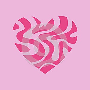 Funky liquid abstract zebra heart illustration isolated on color background