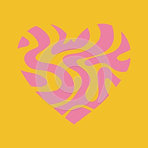 Funky liquid abstract zebra heart illustration isolated on color background