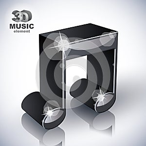 Funky musical note 3d modern style icon isolated.