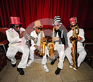 Funky musicians, wind instruments