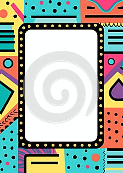 Funky patterned 90s retro nostalgic frame