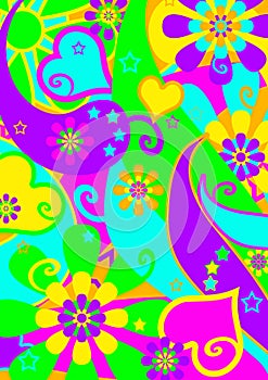 Funky psychedelic flower power pattern photo