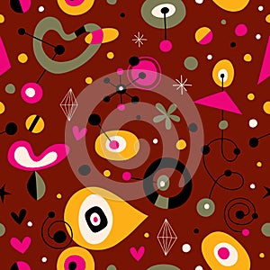 Funky retro style fifties sixties abstract art seamless pattern