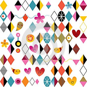 Funky retro style seamless pattern