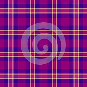 Funky seamless background plaid, school textile texture vector. Hipster tartan fabric pattern check in pink and purple colors