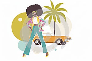 Funky stuff 70s seventies music vector illustration Generative AI